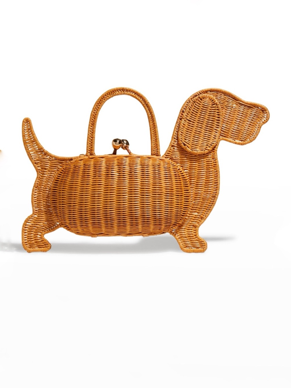 SERPUI ANGEL WICKER WEENIE DOG
CROSSBODY BAG TOTE IN LIGHT HONEY Dachshund
